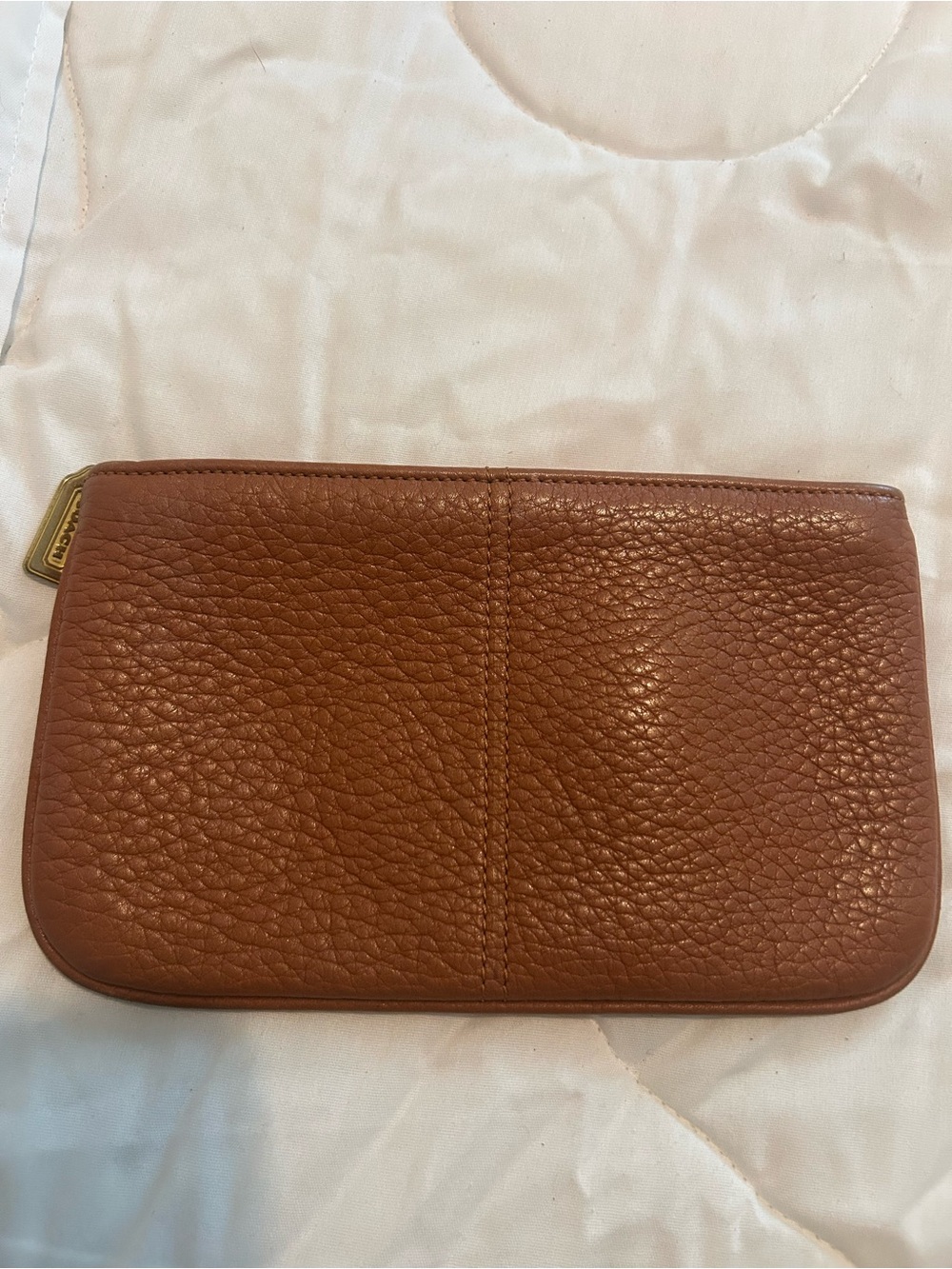 Coach Pebbled Leather Wristlet in Chestnut Brown with Gold Hardware - Picture 2 of 2